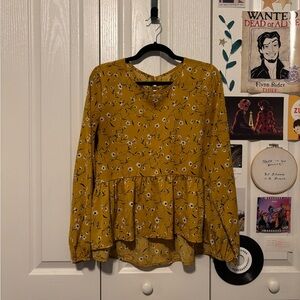 Floral Mustard Yellow Women's Top